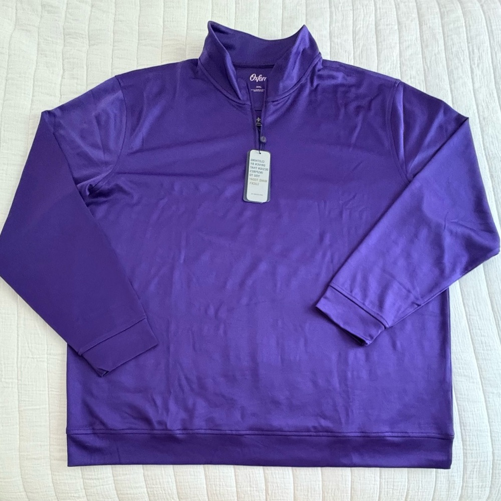 Oxford Men's Purple Zip Up Pullover